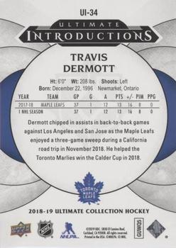 2018-19 Upper Deck Ultimate Collection - Ultimate Introductions #UI-34 Travis Dermott Back