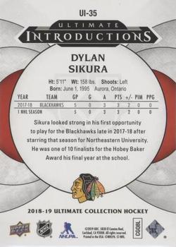 2018-19 Upper Deck Ultimate Collection - Ultimate Introductions #UI-35 Dylan Sikura Back