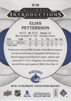 2018-19 Upper Deck Ultimate Collection - Ultimate Introductions #UI-50 Elias Pettersson Back