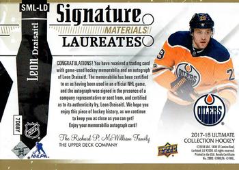 2018-19 Upper Deck Ultimate Collection - 2017-18 Upper Deck Ultimate Collection Update I #SML-LD Leon Draisaitl Back