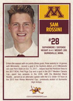 2018-19 Minnesota Golden Gophers (NCAA) #NNO Sam Rossini Back