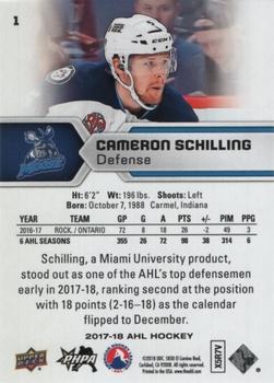2017-18 Upper Deck AHL - Rainbow Foil #1 Cameron Schilling Back