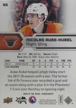 2017-18 Upper Deck AHL - Rainbow Foil #86 Nicolas Aube-Kubel Back