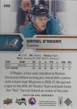 2017-18 Upper Deck AHL - Rainbow Foil #102 Daniel O'Regan Back