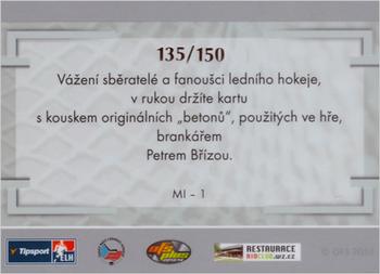 2014 OFS Plus Masked Stories - Game Used Memorabilia #MI-1 Petr Briza Back