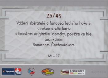 2014 OFS Plus Masked Stories - Game Used Memorabilia #MI-17 Roman Cechmanek Back