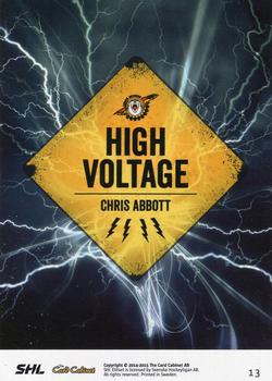 2014-15 SHL Elitset - High Voltage #13 Chris Abbott Back