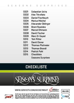 2013-14 Playercards Premium Serie Update (DEL) - Seasons Surprises #DEL-SS15 Checkliste Seasons Surprises Back
