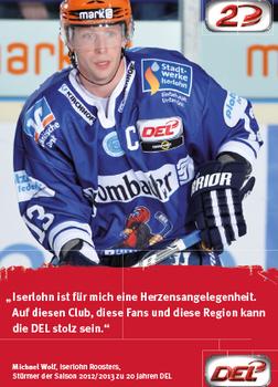 2013-14 Playercards Premium Serie Update (DEL) - 20 Jahre DEL #NNO Michael Wolf Front
