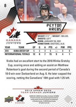 2019 Upper Deck Team Canada Juniors #8 Peyton Krebs Back