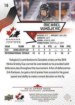 2019 Upper Deck Team Canada Juniors #16 Michael Vukojevic Back