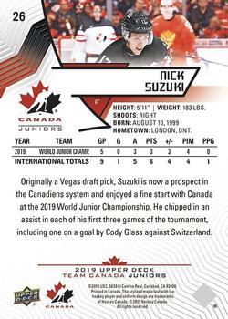2019 Upper Deck Team Canada Juniors #26 Nick Suzuki Back