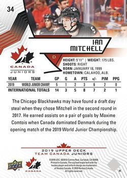 2019 Upper Deck Team Canada Juniors #34 Ian Mitchell Back