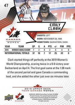 2019 Upper Deck Team Canada Juniors #47 Emily Clark Back
