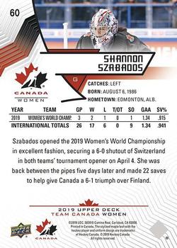 2019 Upper Deck Team Canada Juniors #60 Shannon Szabados Back