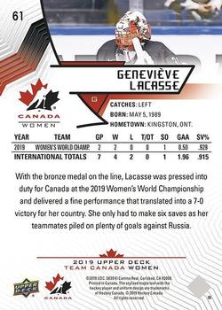 2019 Upper Deck Team Canada Juniors #61 Genevieve Lacasse Back