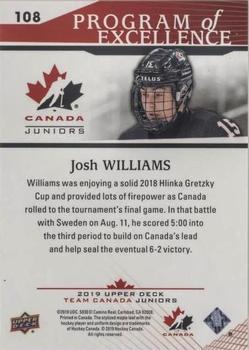 2019 Upper Deck Team Canada Juniors #108 Josh Williams Back