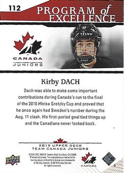 2019 Upper Deck Team Canada Juniors #112 Kirby Dach Back