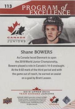 2019 Upper Deck Team Canada Juniors #113 Shane Bowers Back