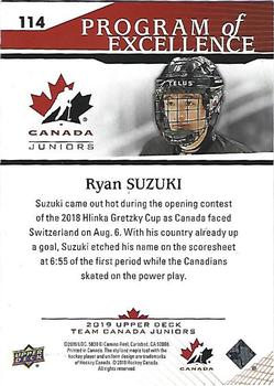 2019 Upper Deck Team Canada Juniors #114 Ryan Suzuki Back