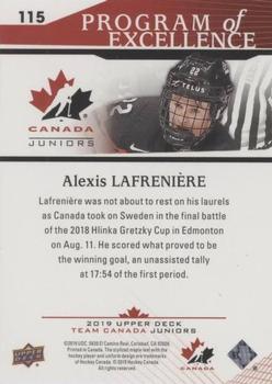 2019 Upper Deck Team Canada Juniors #115 Alexis Lafreniere Back