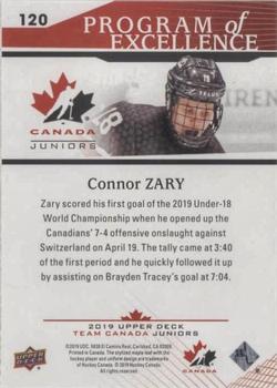 2019 Upper Deck Team Canada Juniors #120 Connor Zary Back