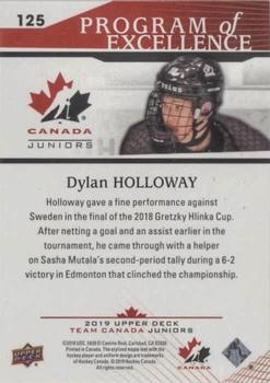 2019 Upper Deck Team Canada Juniors #125 Dylan Holloway Back