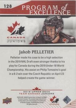 2019 Upper Deck Team Canada Juniors #128 Jakob Pelletier Back