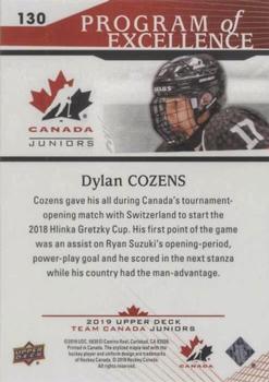 2019 Upper Deck Team Canada Juniors #130 Dylan Cozens Back