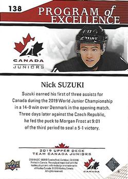 2019 Upper Deck Team Canada Juniors #138 Nick Suzuki Back