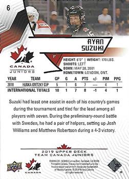 2019 Upper Deck Team Canada Juniors - Exclusives #6 Ryan Suzuki Back