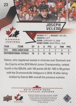 2019 Upper Deck Team Canada Juniors - Exclusives #23 Joseph Veleno Back
