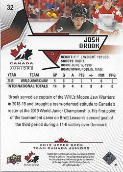 2019 Upper Deck Team Canada Juniors - Exclusives #32 Josh Brook Back