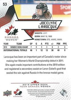 2019 Upper Deck Team Canada Juniors - Exclusives #53 Jocelyne Larocque Back