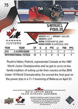 2019 Upper Deck Team Canada Juniors - Exclusives #75 Samuel Poulin Back