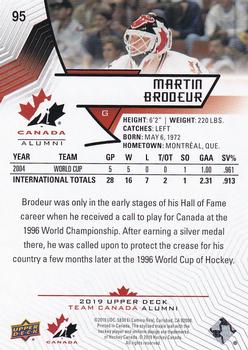 2019 Upper Deck Team Canada Juniors - Exclusives #95 Martin Brodeur Back