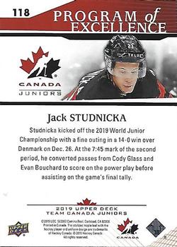 2019 Upper Deck Team Canada Juniors - Exclusives #118 Jack Studnicka Back