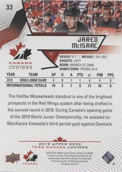 2019 Upper Deck Team Canada Juniors - High Gloss #33 Jared McIsaac Back