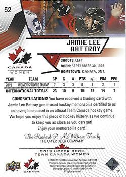 2019 Upper Deck Team Canada Juniors - Jersey Relics #52 Jamie Lee Rattray Back