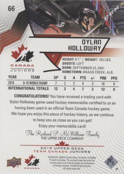 2019 Upper Deck Team Canada Juniors - Jersey Relics #66 Dylan Holloway Back