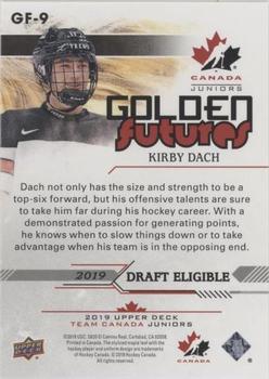 2019 Upper Deck Team Canada Juniors - Golden Futures #GF-9 Kirby Dach Back