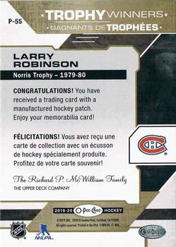 2019-20 O-Pee-Chee - Trophy Patches #P-55 Larry Robinson Back