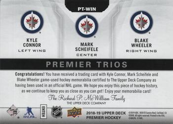 2018-19 Upper Deck Premier - Premier Trios #PT-WIN Kyle Connor / Mark Scheifele / Blake Wheeler Back