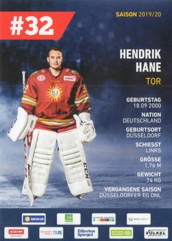 2019-20 Dusseldorfer EG Postcards #NNO Hendrik Hane Back