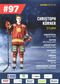 2019-20 Dusseldorfer EG Postcards #NNO Christoph Körner Back