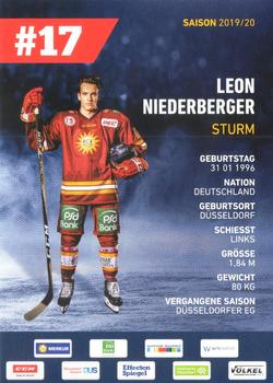 2019-20 Dusseldorfer EG Postcards #NNO Leon Niederberger Back