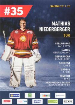 2019-20 Dusseldorfer EG Postcards #NNO Mathias Niederberger Back