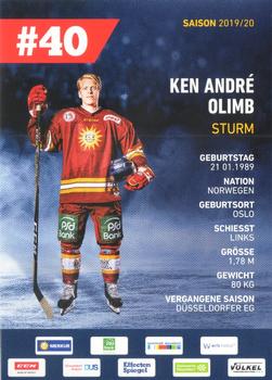 2019-20 Dusseldorfer EG Postcards #NNO Ken-Andre Olimb Back