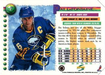 1994-95 Score - Series I Retail Edition Samples #2 Pat LaFontaine Back