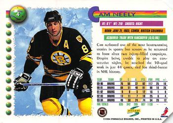 1994-95 Score - Series I Hobby Edition Samples #4 Cam Neely Back